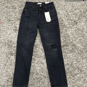zara high rise ankle length black jeans